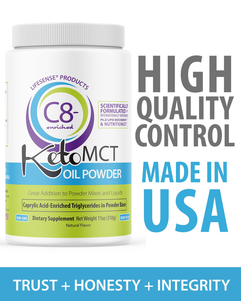 Keto-friendly LifeSense C8 MCT Oil Powder for keto diets