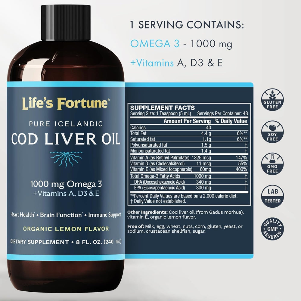Label showing 1000 mg Omega-3 and EPA/DHA