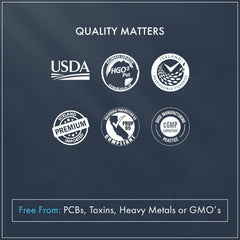 Organic and Non-GMO certification seals on product