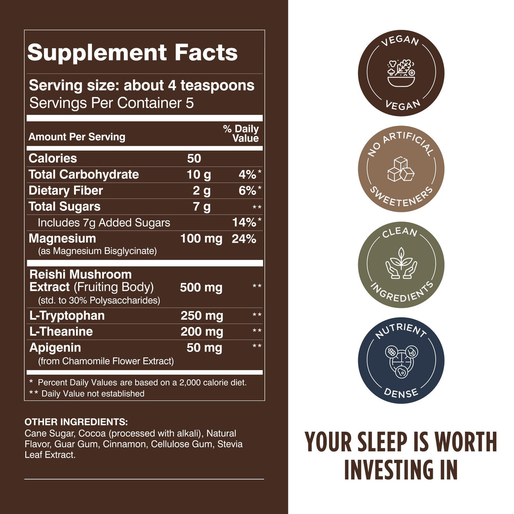 Cinnamon-Cocoa night drink mix powder with magnesium and L-Theanine