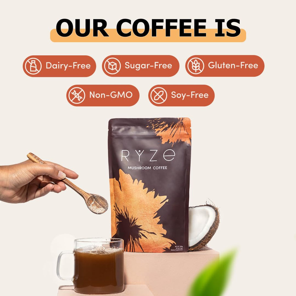Morning coffee setup with RYZE products