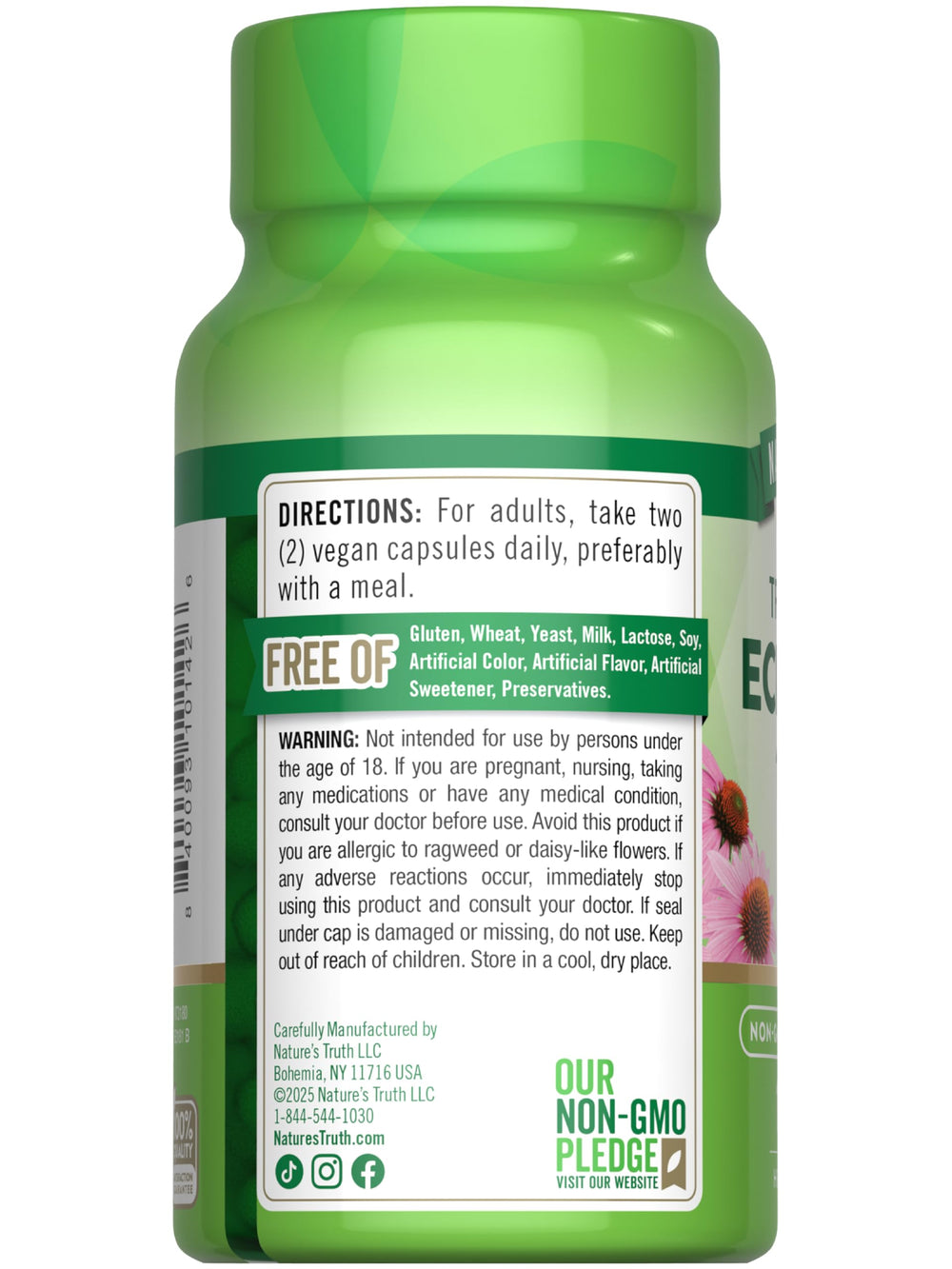 Lifestyle image of a person taking echinacea capsules outdoors