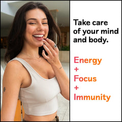 Lifestyle image showing adults taking mushroom gummies for daily wellness