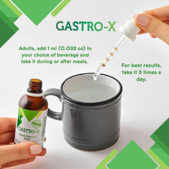 Lifestyle image showing Gastro-X for stomach comfort at home or on the go
