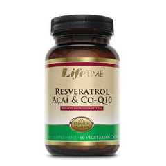 LIFETIME Resveratrol Acai & CoQ10 Veg Cap – Glass Bottle – 60 Count