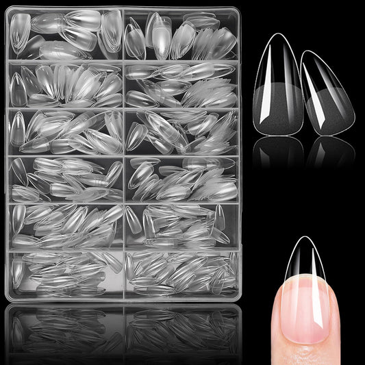 Lifextol almond gel nail tips 504pc kit arranged for easy DIY manicures