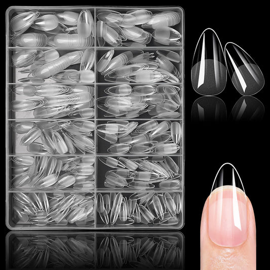 Lifextol 504pc almond gel nail tips in medium shape for durable extensions.