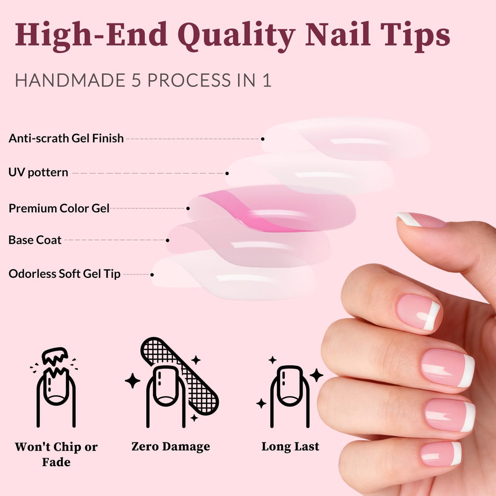 Lifextol durable ABS material press-on nails resist chipping.