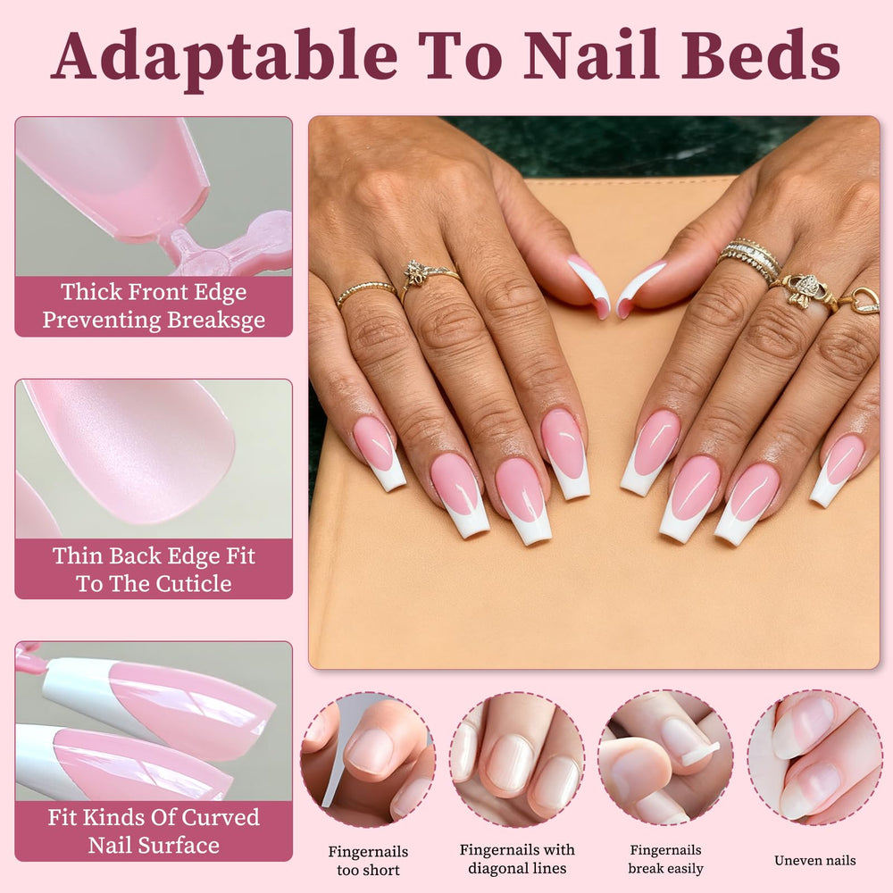 Lifextol elegant French tip nails ideal for everyday wear.