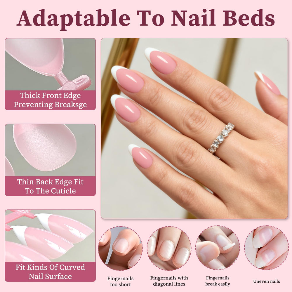 Lifextol nails on hand with French tip for everyday elegance