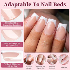 Lifextol nails on hand showcasing elegant French tip for daily wear.