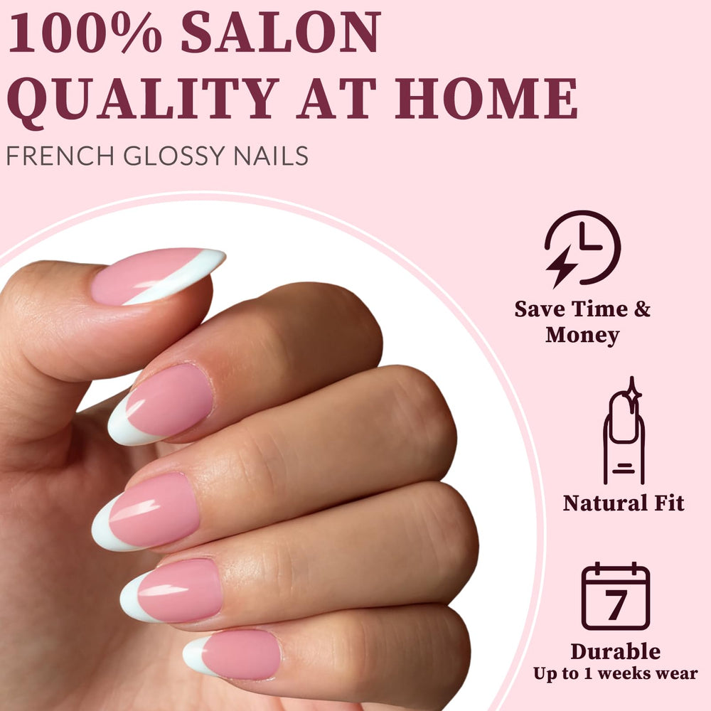Lifextol pink base nails with white tips close-up for instant style