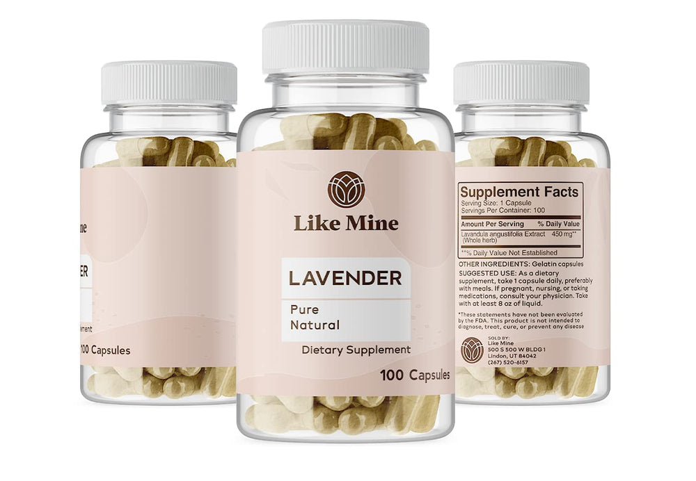 Close-up view of lavender extract capsules