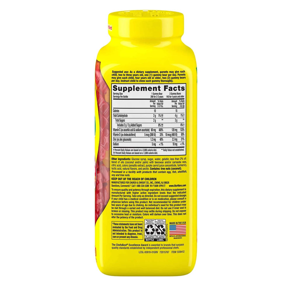Packaging image of L'il Critter Immune C Plus Zinc & Vitamin D (290 count)