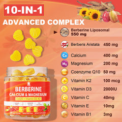 Ingredient panel showing Berberine, CoQ10, Magnesium, Calcium