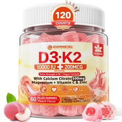 LILICARE Vitamin D3K2 filled gummies pack shot, high-potency vegan supplement