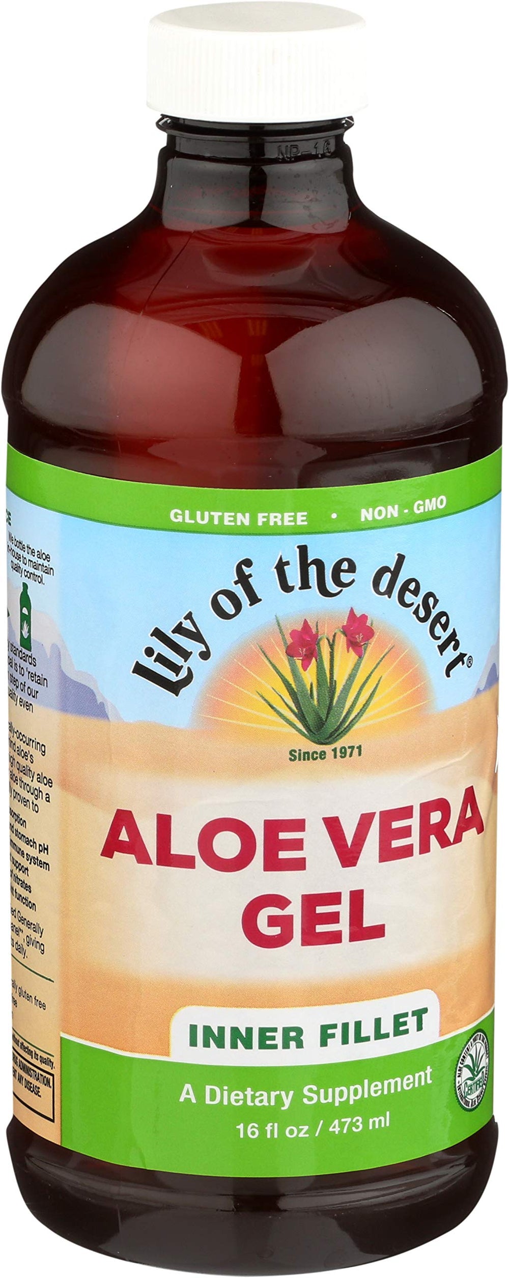 Front view of Lily of The Desert Aloe Vera Gel 16 oz bottle, Pack of 2