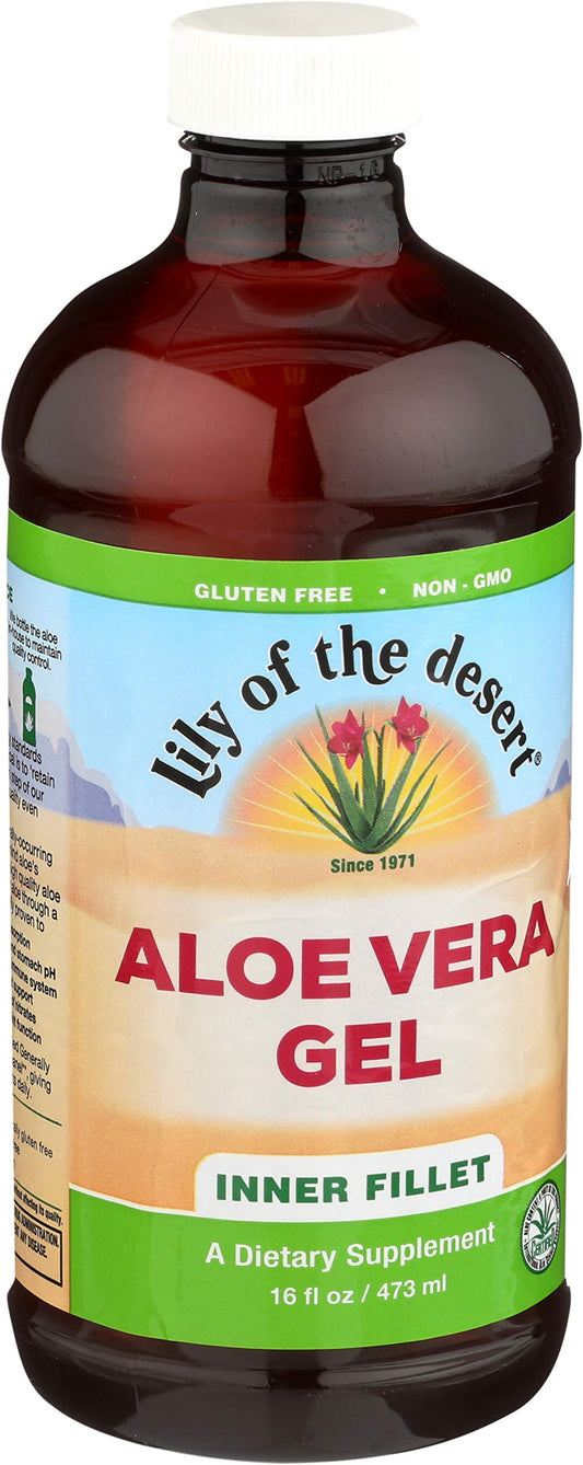 Front view of Lily of The Desert Aloe Vera Gel 16 oz bottle, Pack of 2