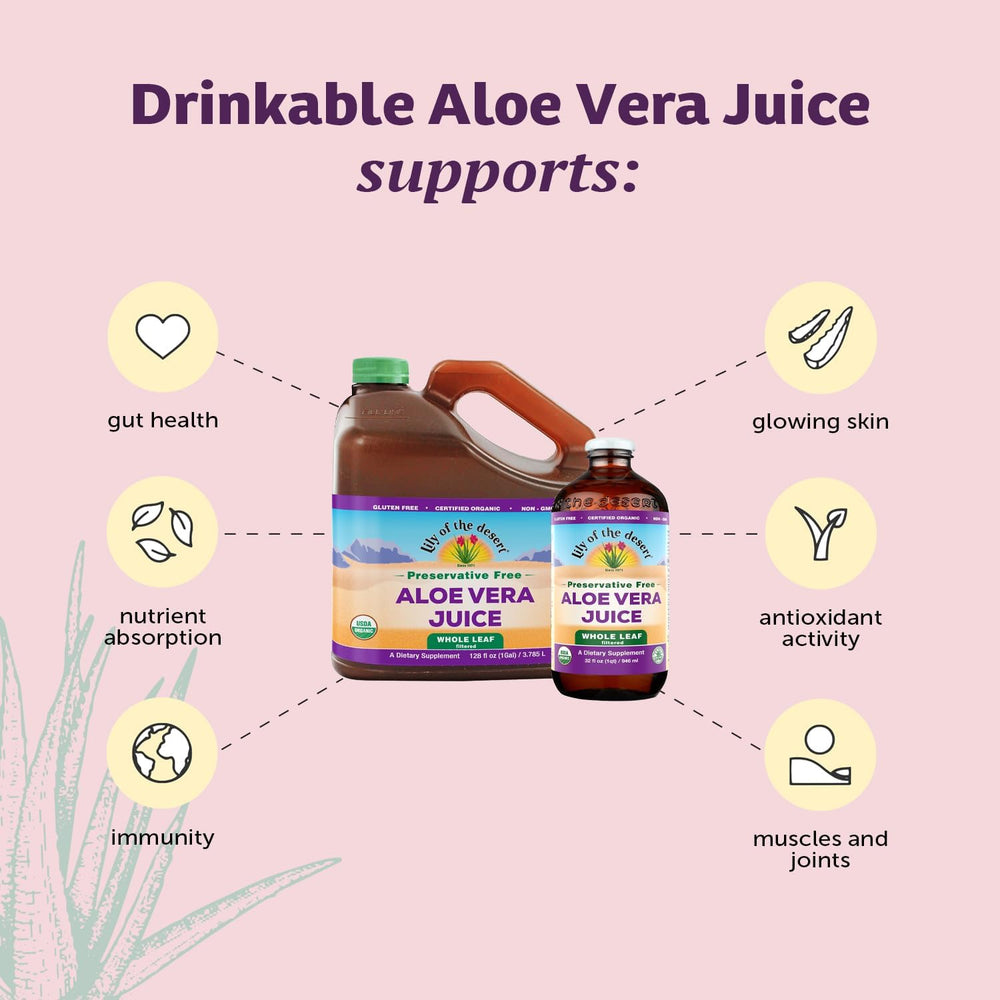 Close-up of Lily of the Desert Aloe Vera bottle label