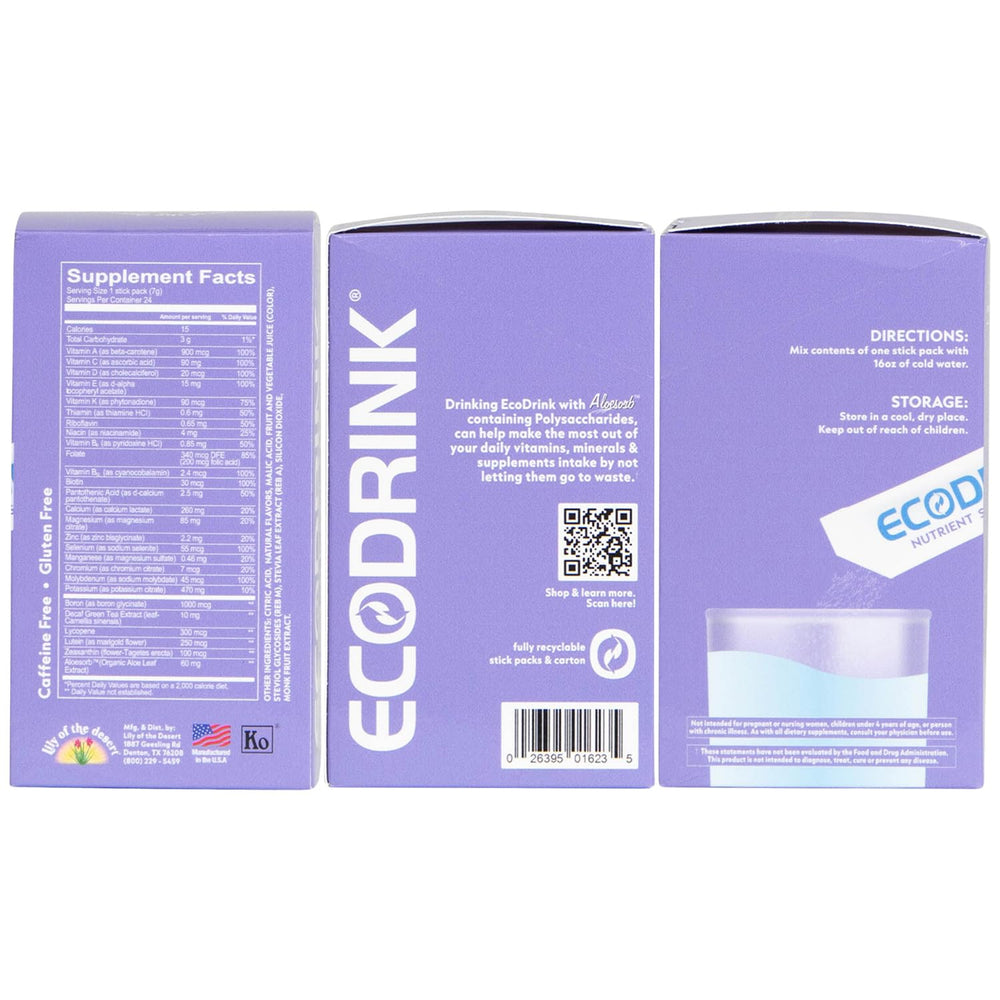 EcoDrink nutrient support hydration packets in Strawberry Lemonade flavor
