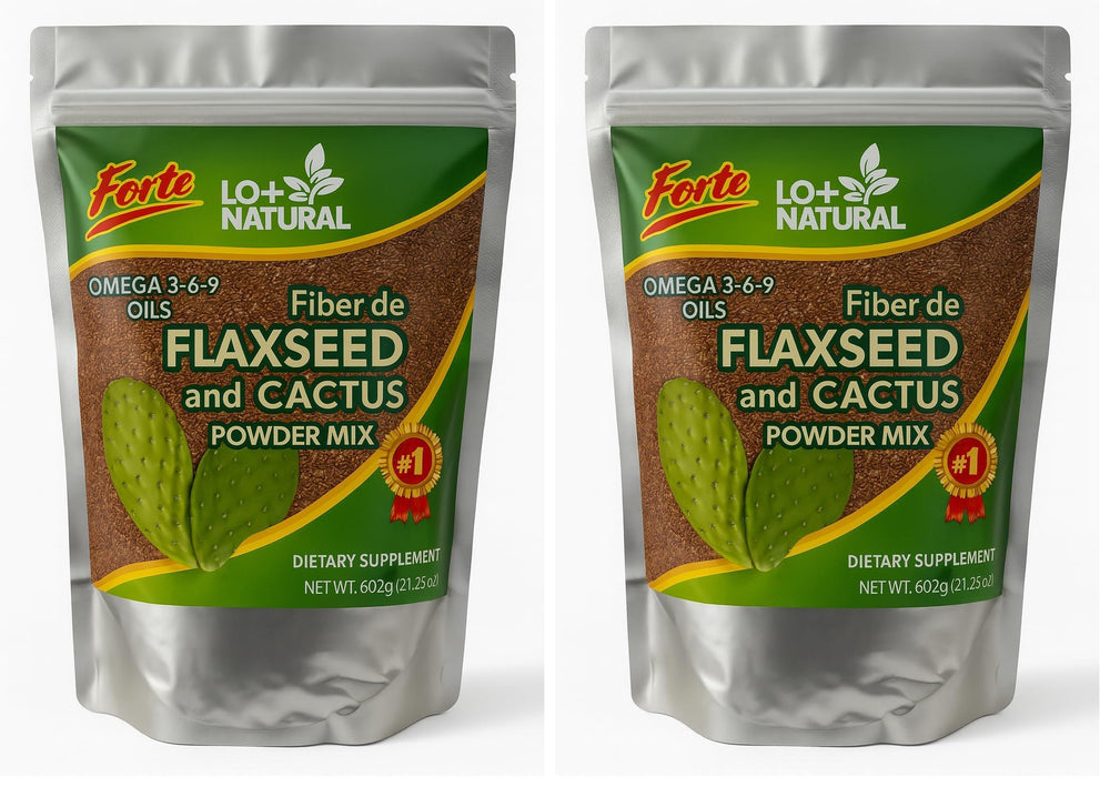 Linaza con Nopal Forte powder blend in a scoop per pack