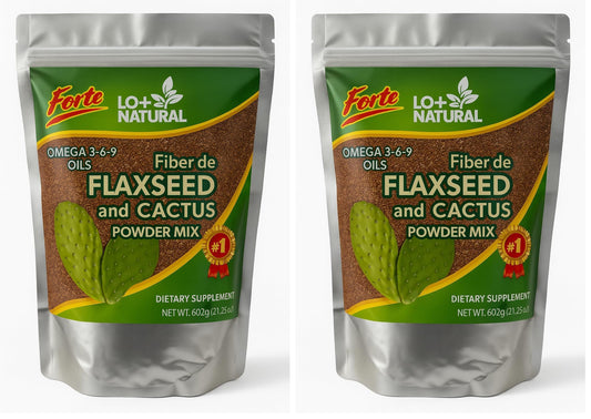 Linaza con Nopal Forte powder blend in a scoop per pack