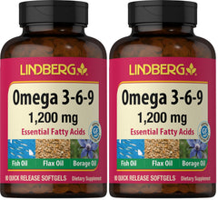 Lindberg Omega 3-6-9 1200mg softgels bottle Pack of 2