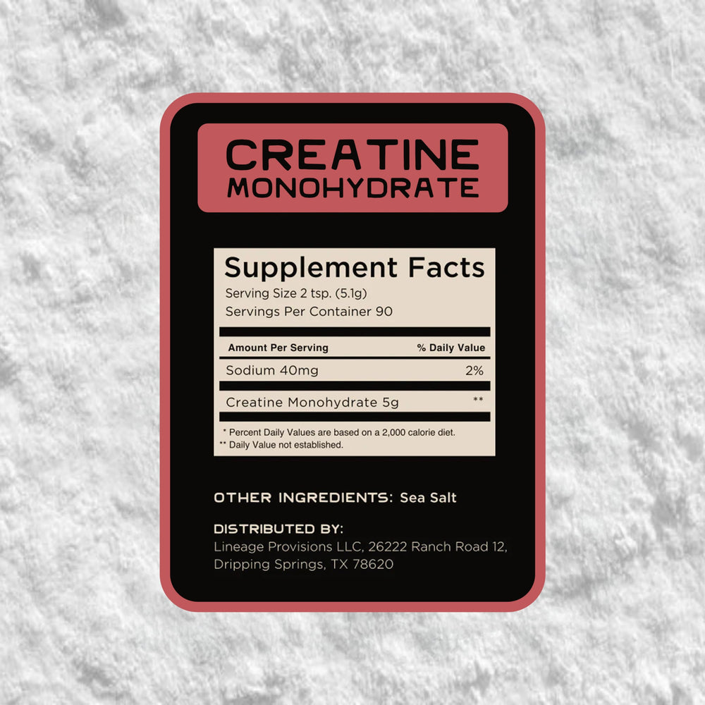 Lineage Provisions label highlights absence of artificial ingredients.