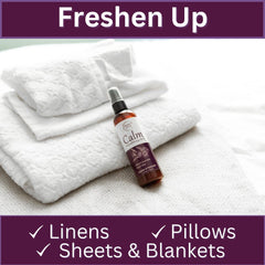 Linen spray mist applied to bed linens