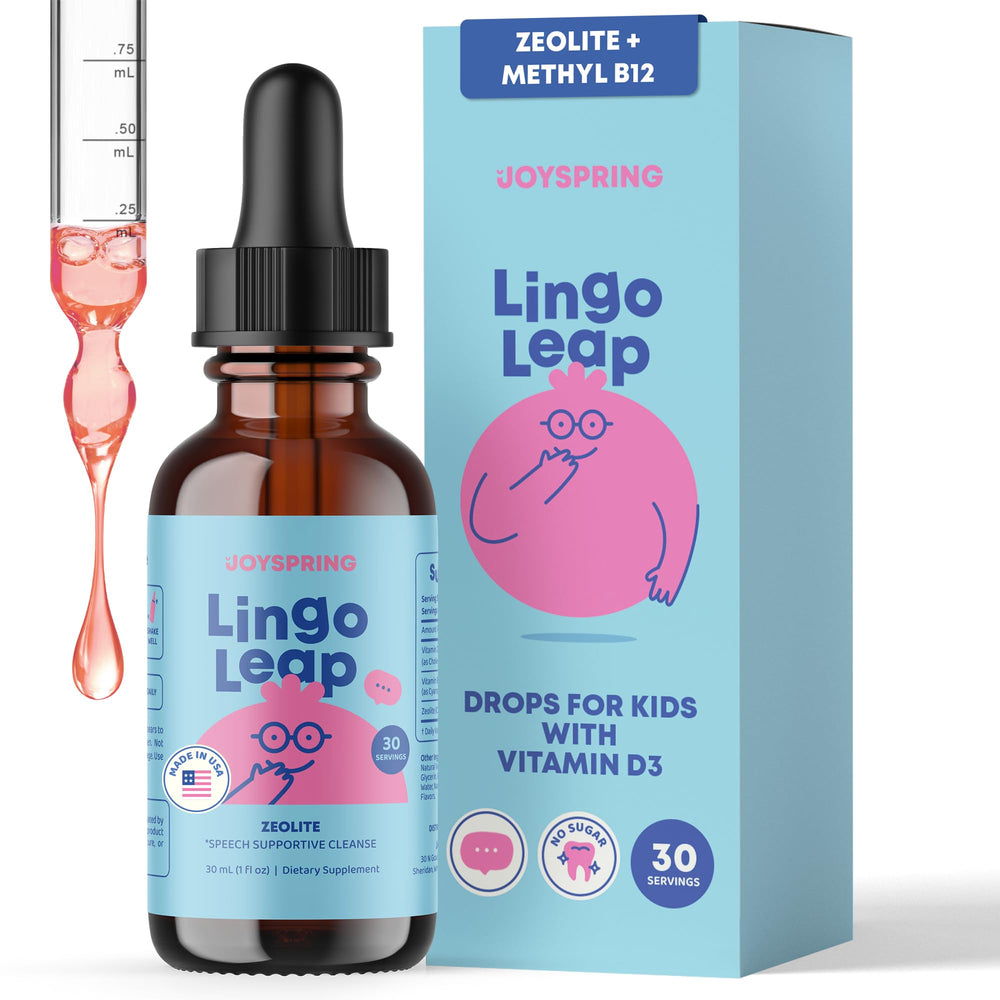 Front view of JoySpring LingoLeap bottle with label