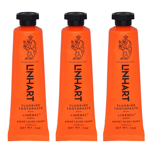 LINHART Travel Toothpaste 3-pack packaging with mint flavor