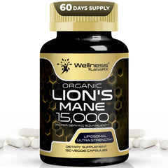 Bottle of Lion's Mane supplement capsules - 120 count