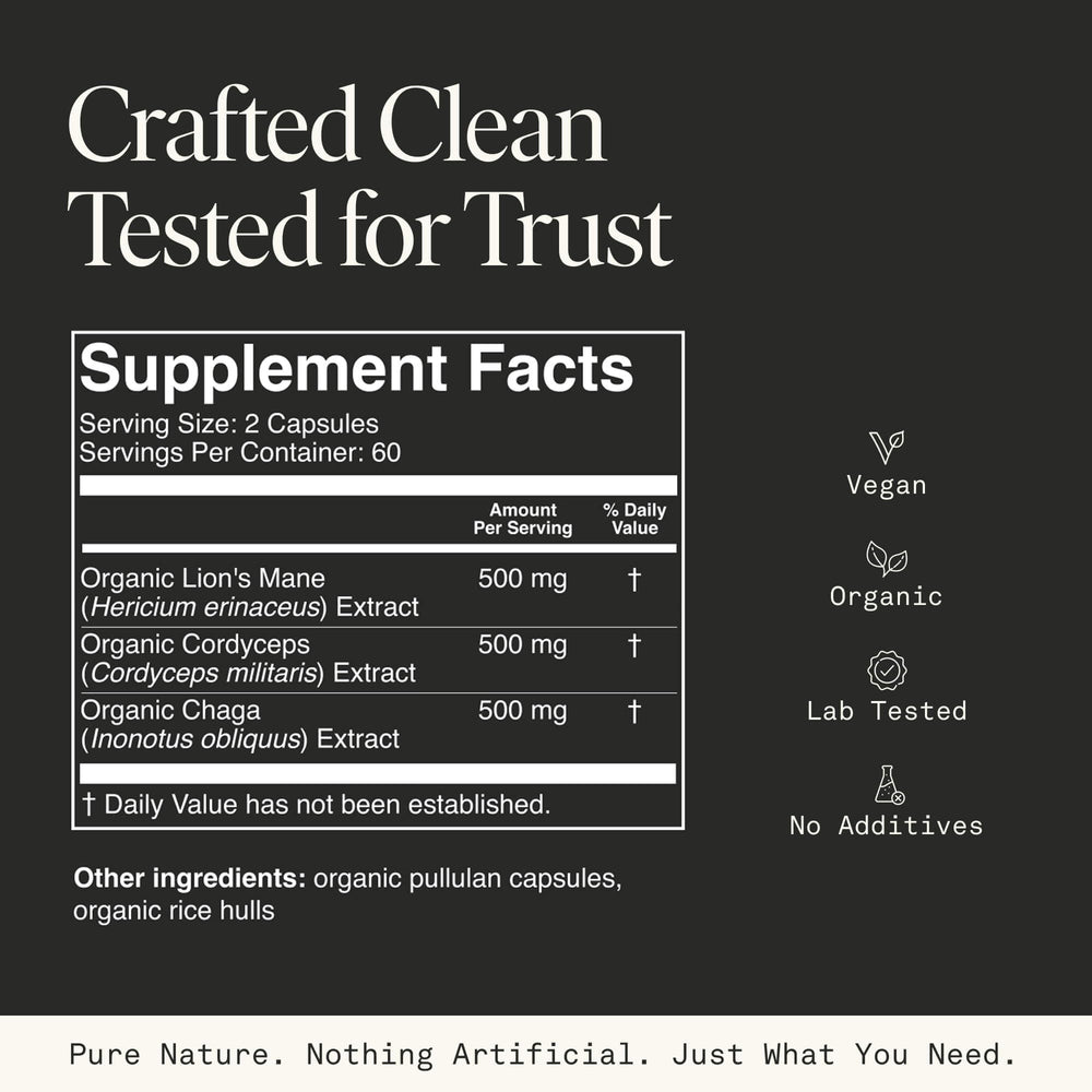 Lions Mane, Cordyceps and Chaga capsules