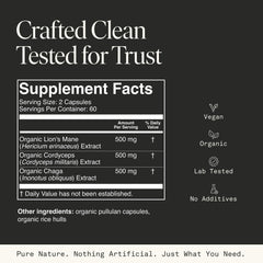 Lions Mane, Cordyceps and Chaga capsules