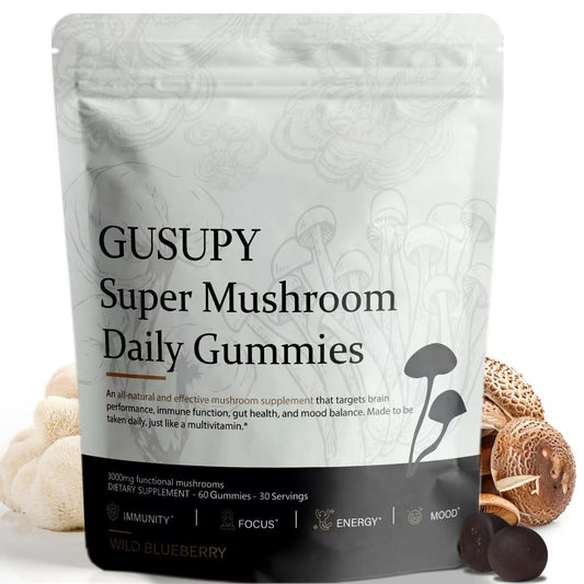 Lions Mane Mushroom Gummies bottle with blueberry flavor