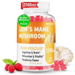 Bottle of Lions Mane Gummies with Ashwagandha and Alpha GPC – 60 count (hero image)
