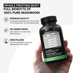 Ingredient details on packaging of Lions Mane Mushroom Complex