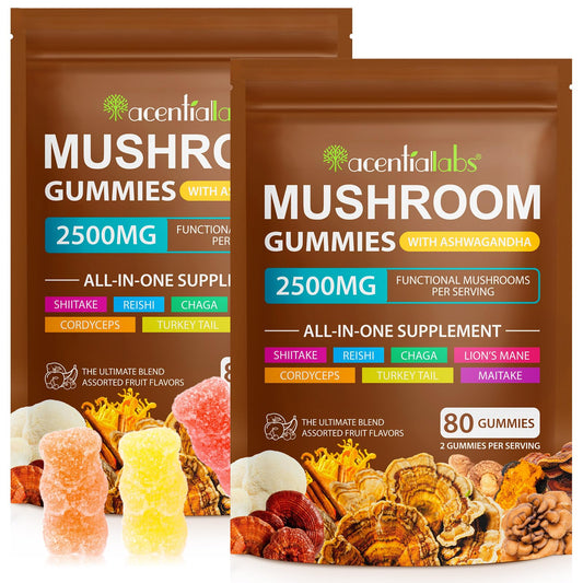 Bottle of Lions Mane Mushroom Gummies - 80-count bottle