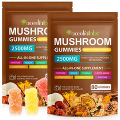 Bottle of Lions Mane Mushroom Gummies - 80-count bottle
