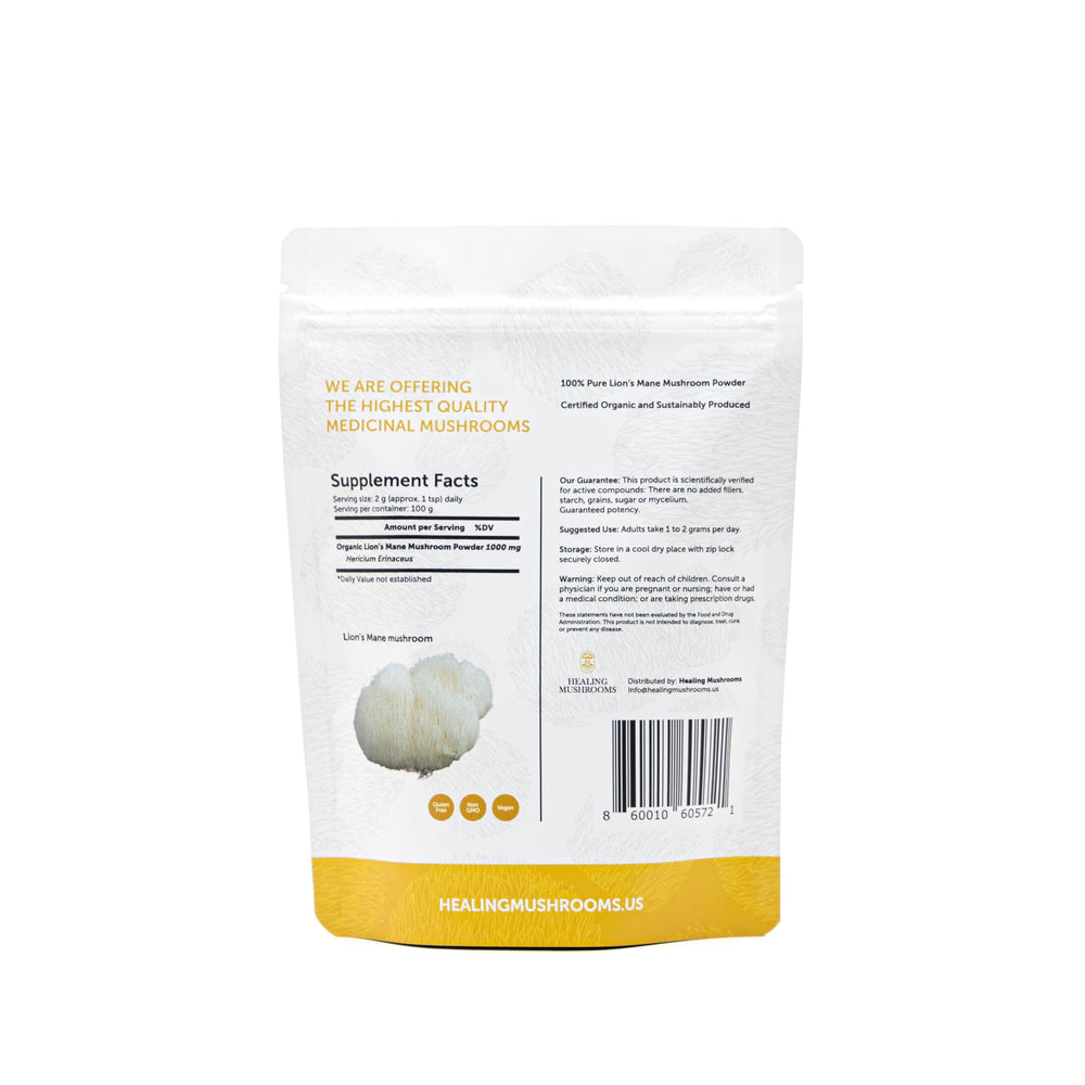 Close-up of Lion's Mane mushroom powder texture