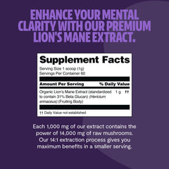 Lions mane powder ingredients close-up