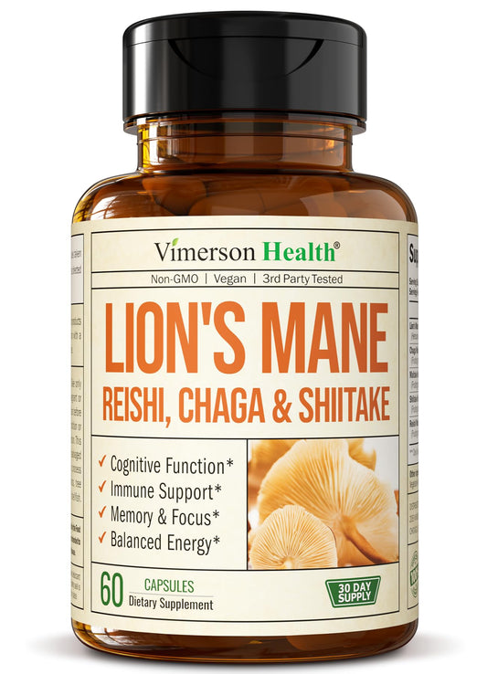 Hero image of Lions Mane supplement capsules bottle
