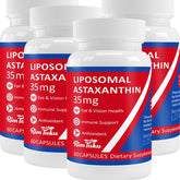 Bottle of 35mg Liposomal Astaxanthin supplement with 240 capsules