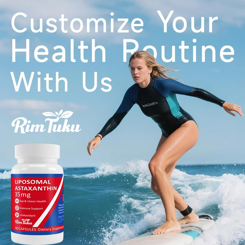 Close-up view of liposomal astaxanthin supplement bottle
