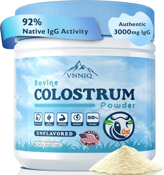 Bottle of Liposomal Bovine Colostrum Powder with label showing 3x absorption