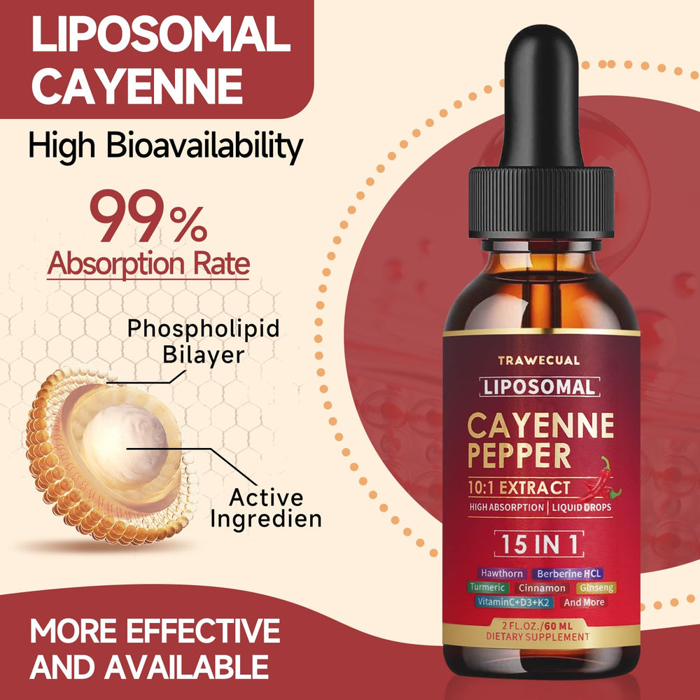 Graphic highlighting the 15-in-1 formula with cayenne, D3, K2 and more