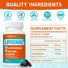 Liposomal delivery system showing enhanced NAD+ absorption