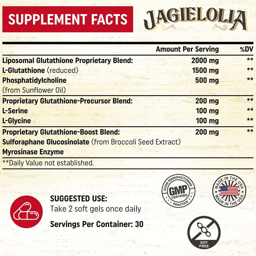Close-up of ingredient label showing L-Glutathione reduced form