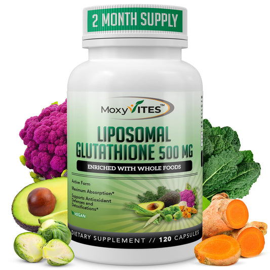 Front label of Liposomal Glutathione 500mg bottle