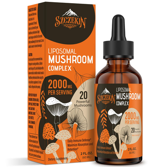 Liposomal Mushroom Drops 2000 mg bottle labeled for immunity and cognition